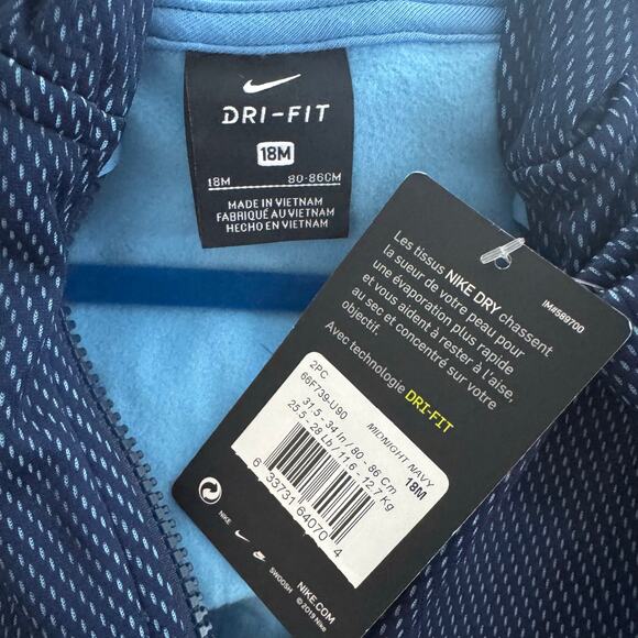 Nike Dri-Fit Zip Up Hooded Sweatshirt in Midnight Navy - Picture 7 of 7